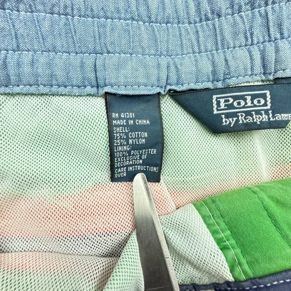 Polo Ralph Lauren Men's Medium Multicolor Striped Big Pony Swim Trunks Lined USA